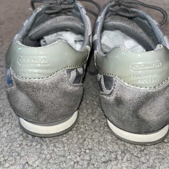 COACH KATHLEEN SIGNATURE LOGO GRAY SNEAKERINAS BALLET FLAT SNEAKERS 6M - Picture 5 of 8